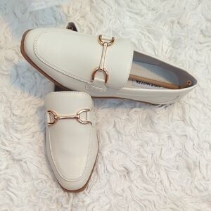 NEW Steve Madden Cream Loafers with Gold Accent